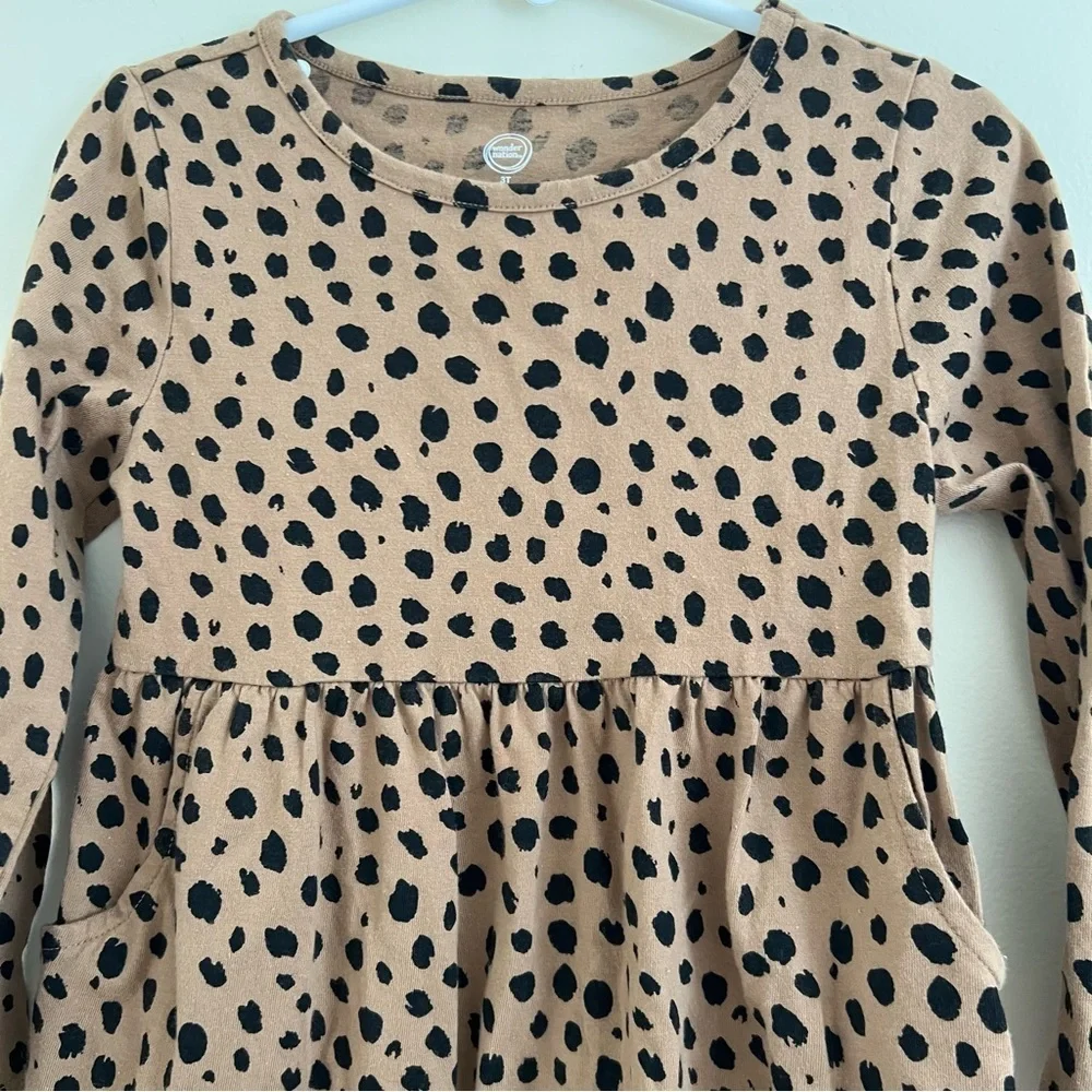Place 1989 Leopard Print Puffer Jacket Pink Bow‎ 2T Winter Warm Cozy sz 3T